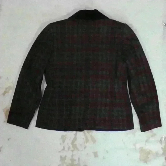 VINTAGE Crosscountry Petites Plaid Equestrian Wool Blazer Velvet Collar Women 4P - Picture 10 of 10
